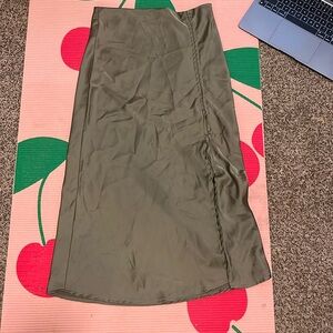 Olive Green Silk Skirt